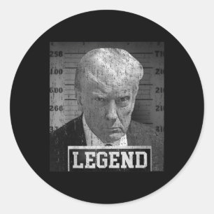 Sticker Rond Trump Mugshot Drôle de Donald Trump Légende