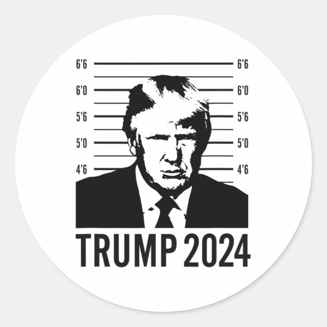 Sticker Rond Trump Mugshot Président 2024 (Devant)
