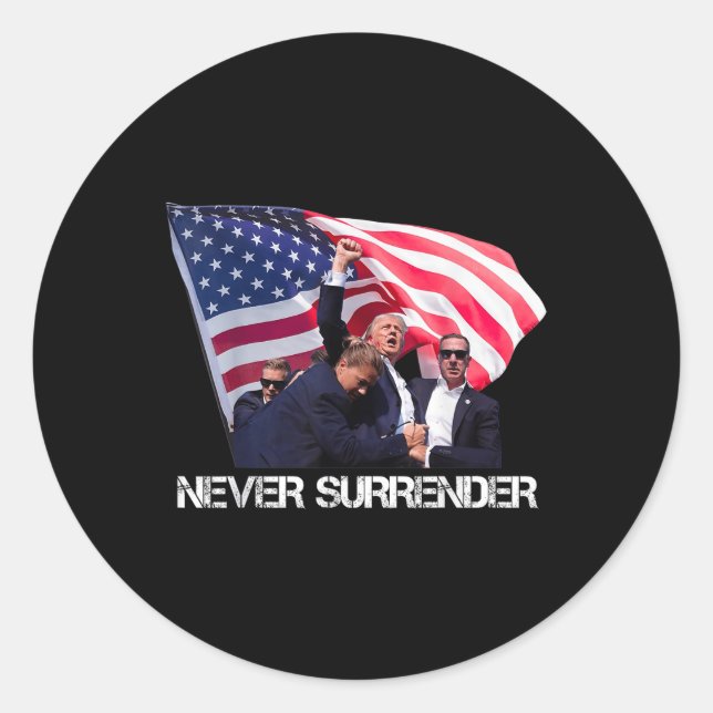 Sticker Rond Trump ne cédera jamais Tee (Devant)