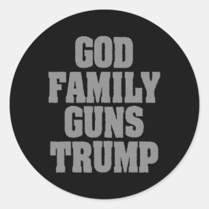 Sticker Rond Trump Patriotique Dieu Famille Armes Trump