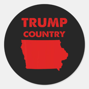 Sticker Rond Trump Pays Iowa Carte de l'État Rouge Trump républ