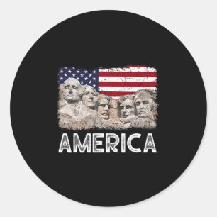 Sticker Rond Trump Président 45e Rushmore Mont Drapeau Américai