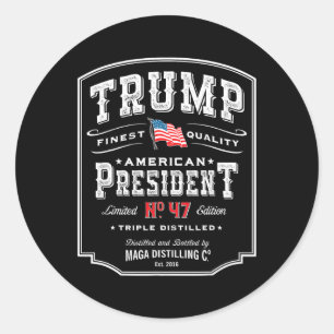 Sticker Rond Trump Président N 47 Whiskey Vintage Usa 1