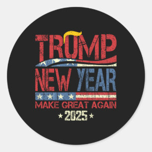 Sticker Rond Trump Rendre sa grandeur au Nouvel An Joyeux au No