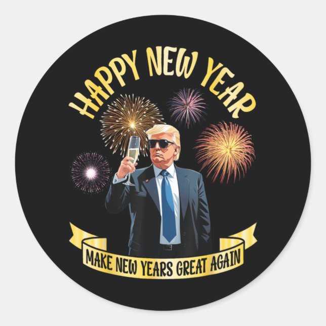 Sticker Rond Trump Rendre sa grandeur au Nouvel An Joyeux au No (Devant)