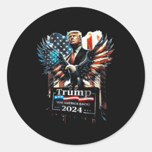 Sticker Rond Trump Reprenez l'Amérique 2024 Drapeau de l'aigle