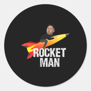 Sticker Rond Trump Rocket Man Kim Jong Un Corée du Nord Drôle