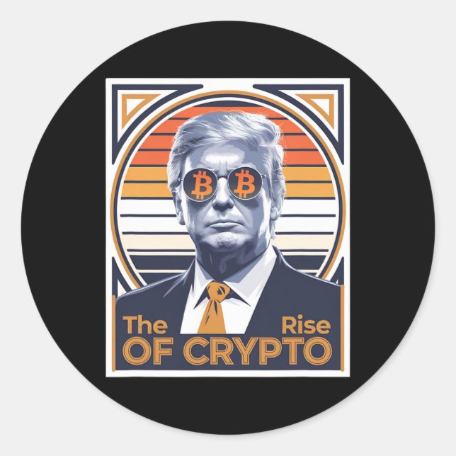 Sticker Rond Trump Sarcastique La Montée De Crypto Bitcoin Mine (Devant)