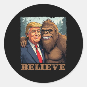 Sticker Rond Trump Sasquatch Bigfoot Croire Drôle Nouveauté Rét