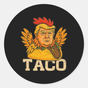 Sticker Rond Trump se dégonfle toujours Allons-y Taco Drôle