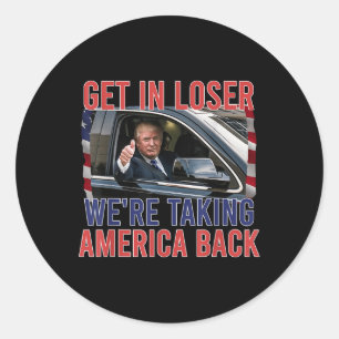 Sticker Rond Trump S'Enfuit Et Reprend L'Amérique, Repub