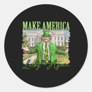 Sticker Rond Trump Shamrock Rendre l'Amérique chanceuse à nouve
