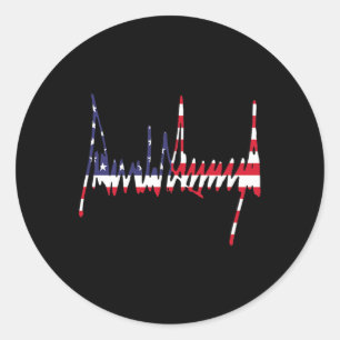 Sticker Rond Trump Signature États-Unis Drapeau 47e investiture