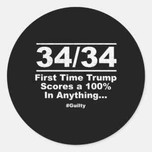 Sticker Rond Trump Sort Pour La Première Fois À 100% Ny Trial C
