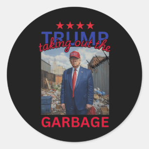 Sticker Rond Trump Sortir Le Garbyge 2024 Drôle Trump
