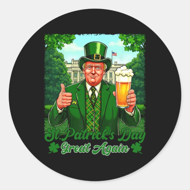 Sticker Rond Trump St.patrick's Day - Make St. Patrick’s Day Gr (Devant)