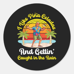 Sticker Rond Trump sur la plage J'aime les Pina Coladas Me fair