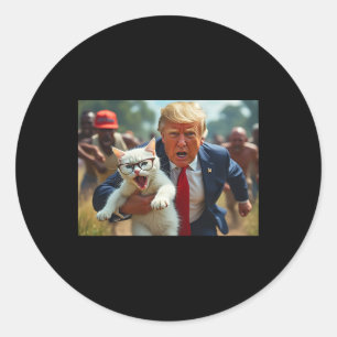 Sticker Rond Trump tenant un chat vote Trump animaux pour Trump