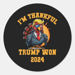 Sticker Rond Trump Thanksgiving Je remercie Trump Won