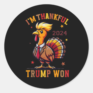 Sticker Rond Trump Thanksgiving - Je suis heureux que Trump ait