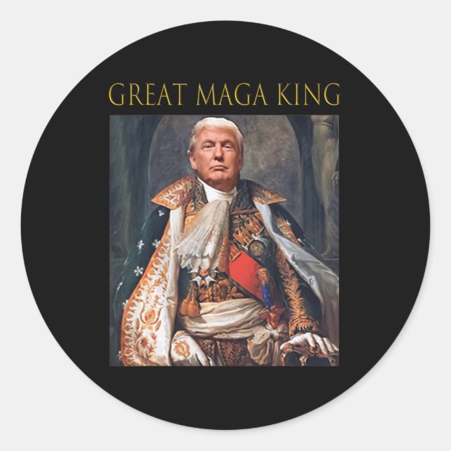Sticker Rond Trump Ultra Maga King s'amuse à merveille (Devant)