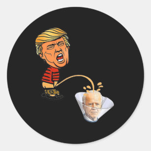 Sticker Rond Trump urinant sur Biden