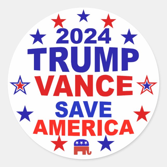 Sticker Rond Trump Vance 2024 Sauvez l'Amérique (Devant)