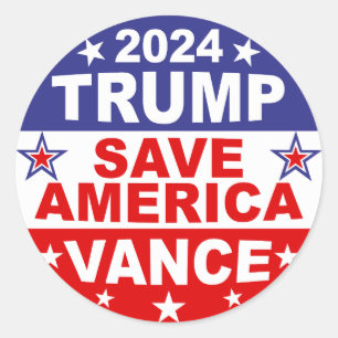 STICKER ROND TRUMP VANCE 2024 SAVE AMERICA