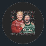 Sticker Rond Trump Vance Brothers Funky ignoble Noël Noël Noël<br><div class="desc">Trump Vance Brothers Funny Ugly Christmas Xmas Sweat Trump</div>
