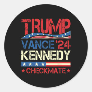 Sticker Rond Trump Vance Kennedy Échec et Mat 2025 Élection Rép