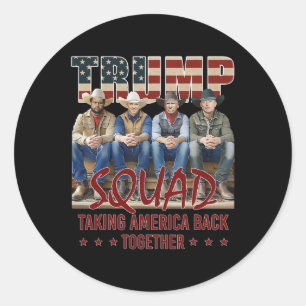 Sticker Rond Trump Vance Kennedy Elon Squad contre l'Amérique