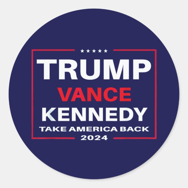 Sticker Rond Trump Vance Kennedy : Reprenez l'Amérique en bleu (Devant)