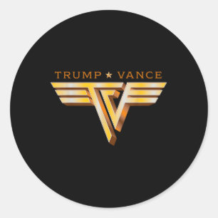 Sticker Rond Trump Vance Tv Rocker Gold Logo Vintage Trump Vanc