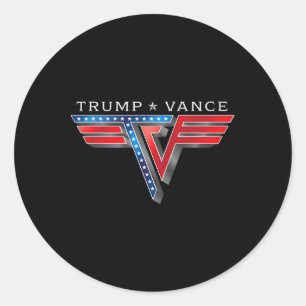 Sticker Rond Trump Vance Tv Rocker Logo Vintage Trump Vance 202