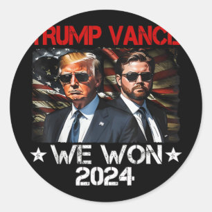 Sticker Rond Trump Vance We Won Win Inauguration Day 2025 47th