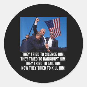 Sticker Rond Trump vit, Trump combat -combat- combat 2024