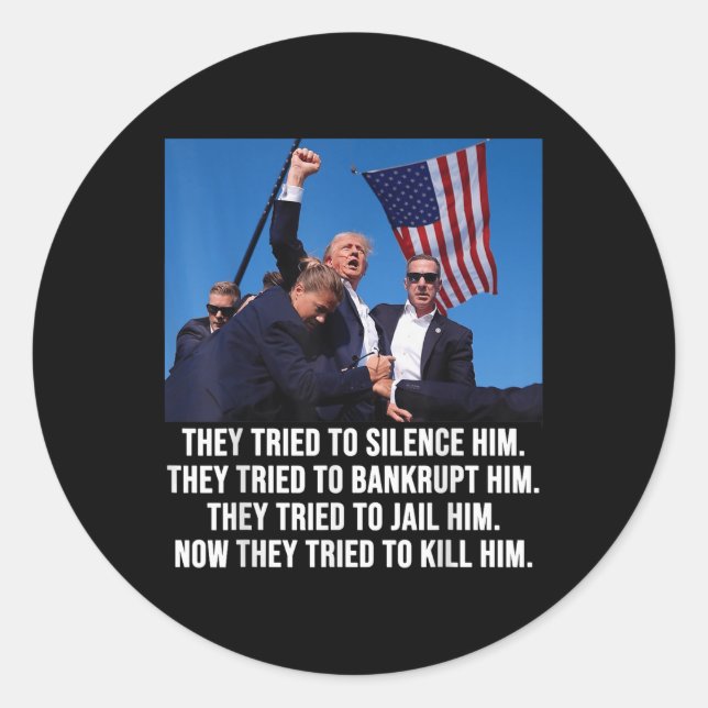 Sticker Rond Trump vit, Trump combat -combat- combat 2024 (Devant)