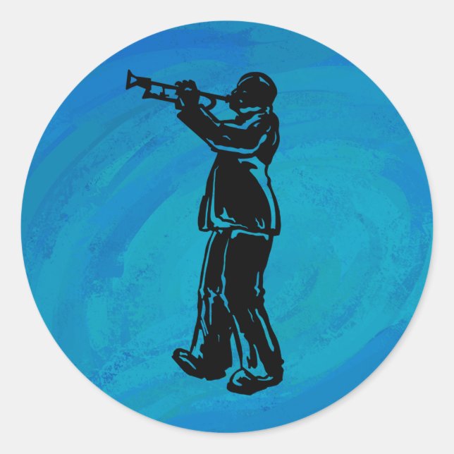 Sticker Rond Trumpet bleu New York Boogie Nuits (Devant)