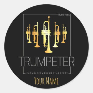 Sticker Rond Trumpet né pour être trompette pour les musiciens