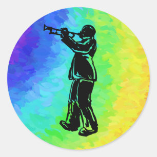 Sticker Rond Trumpet New York Boogie Nights Rainbow