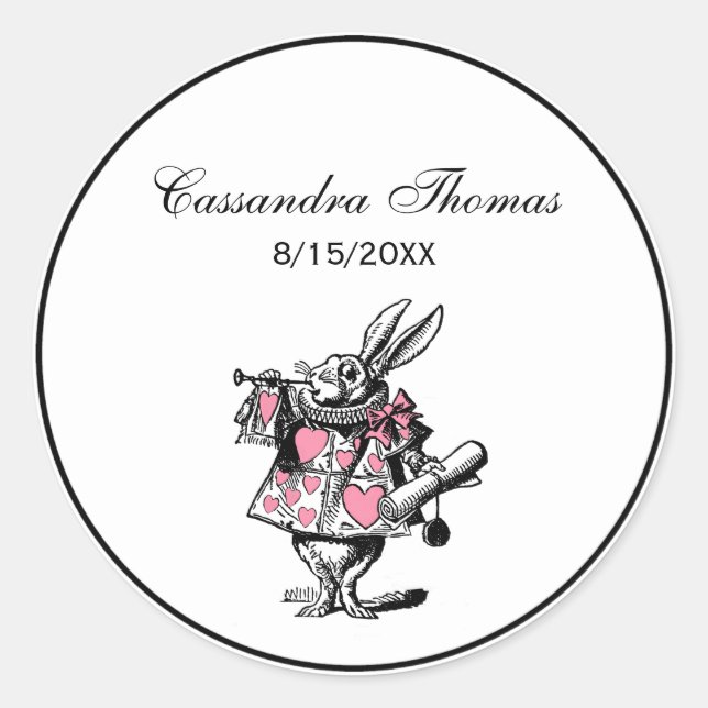 Sticker Rond Trumpeter Alice de la Cour du lapin blanc au pays  (Devant)