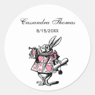 Sticker Rond Trumpeter Alice de la Cour du lapin blanc au pays 