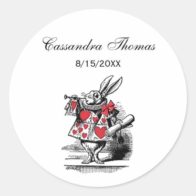 Sticker Rond Trumpeter Alice de la Cour du lapin blanc au pays  (Devant)