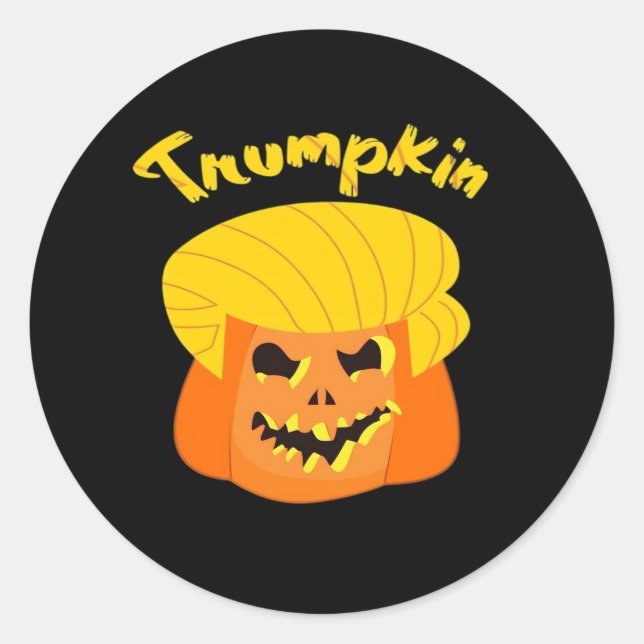 Sticker Rond Trumpkin Citrouille Halloween Design - Retro Sloga (Devant)
