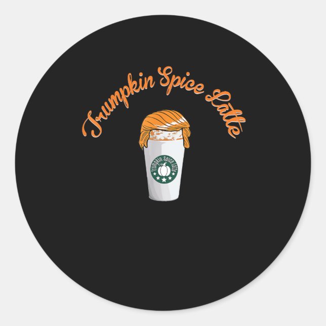 Sticker Rond Trumpkin Citrouille Spice Latte Café de vacances (Devant)
