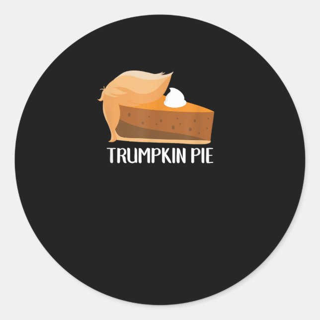 Sticker Rond Trumpkin Citrouille tarte drôle Thanksgiving (Devant)