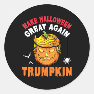Sticker Rond Trumpkin Citrouille Visage Faire Halloween Grande
