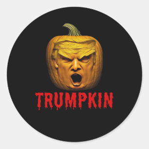 Sticker Rond Trumpkin - Drôle Donald Citrouille Halloween