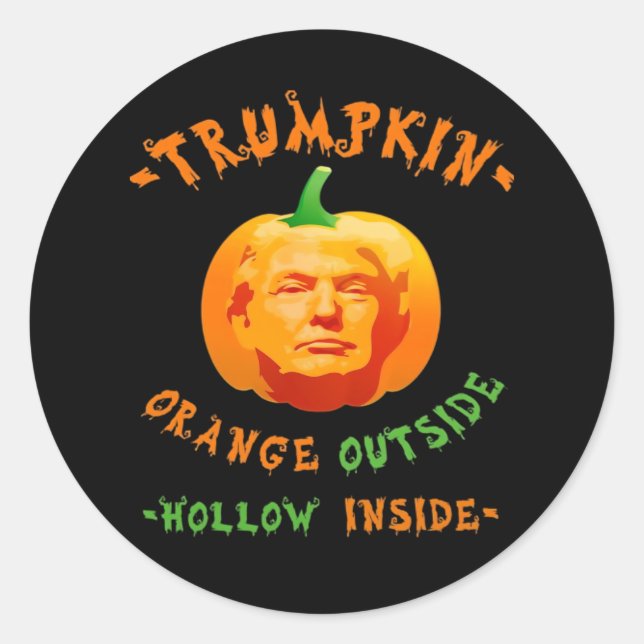Sticker Rond Trumpkin drôle Halloween classique (Devant)