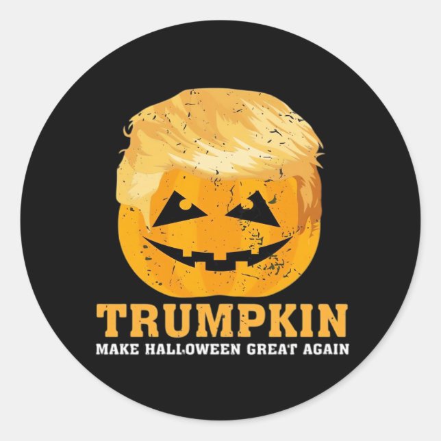 Sticker Rond Trumpkin drôle Rendre Halloween grand à nouveau (Devant)